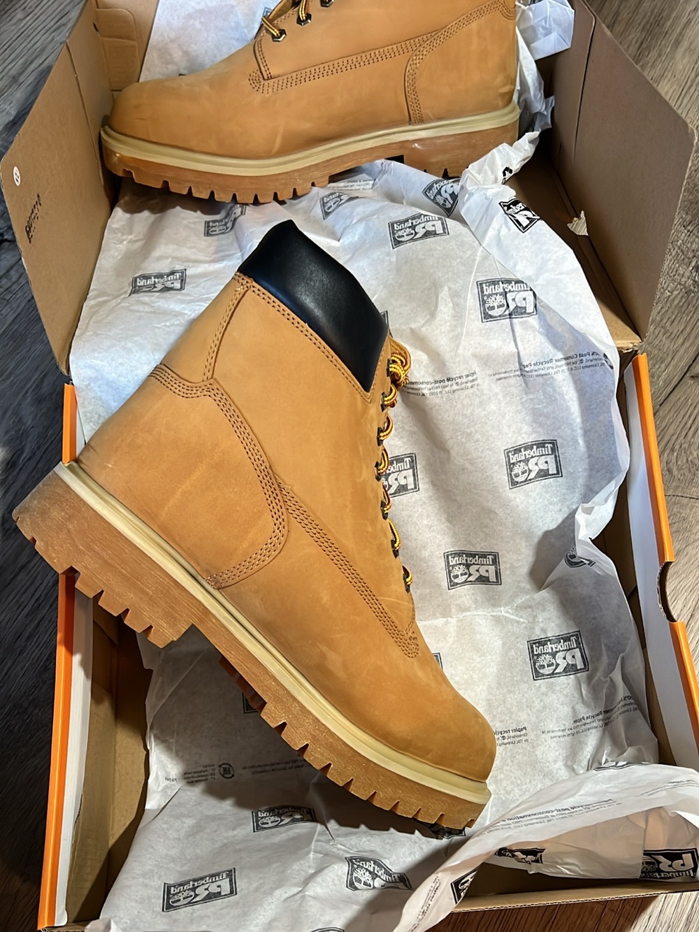 Timberland Wheat Work Boots with Black Collar